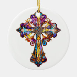 BRIGHT FÄRGAD STAINED GLASS KOR JULGRANSPRYDNAD KERAMIK