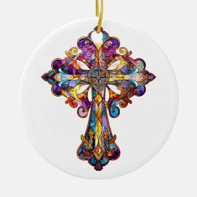 BRIGHT FÄRGAD STAINED GLASS KOR JULGRANSPRYDNAD KERAMIK (Framsidan)