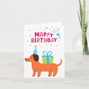 Bright, färglös och Roligt Korv Hund Grattis på fö Kort
