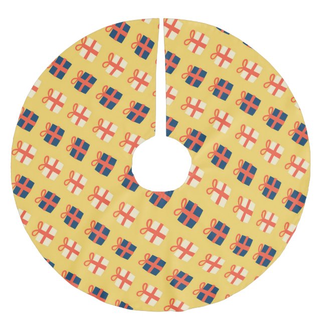 Bright Festive-julklappar Mönster Julgransmatta Borstad Polyester (Framsidan)