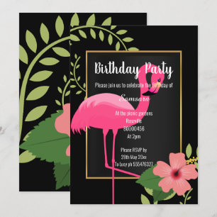 BRIGHT FLAMINGO HIBISCUS BLACK ROSA GULD INBJUDNINGAR