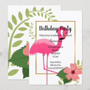 BRIGHT FLAMINGO HIBISCUS WHITE ROSA GULD INBJUDNINGAR