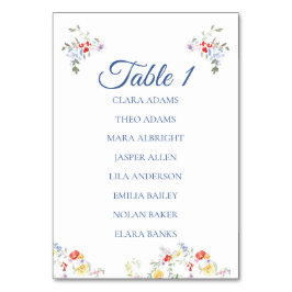 Bright Floral Border Numeric Seating Charts Bordsnummer
