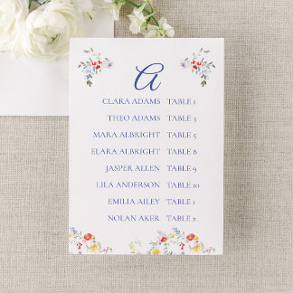 Bright Floral Border Wedding Seating Charts     Bordsnummer