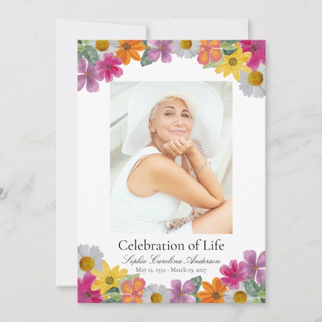 Bright Floral Celebration of Life Program (Framsida)