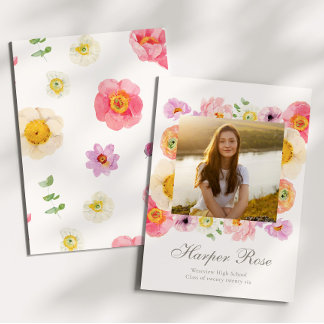 Bright Floral Graduation Annoucement Card Inbjudningar