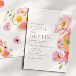 Bright Floral Photo Wedding Invitation Inbjudningar