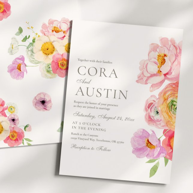 Bright Floral Photo Wedding Invitation Inbjudningar (Skapare uppladdad)