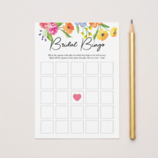Bright Flower Garden Pink Bridal Shower Bingo Game Inbjudningar