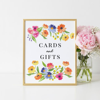 Bright Flower Garden Pink Orange Cards Gifts Sign Poster