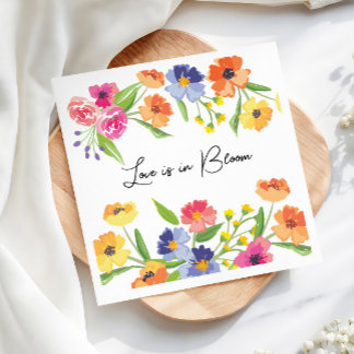 Bright Flower Garden Pink Orange Love in Bloom Pappersservett