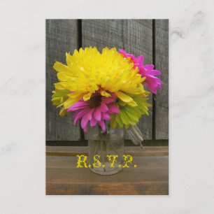 Bright Flowers & Barnwood Bröllop OSA Kort