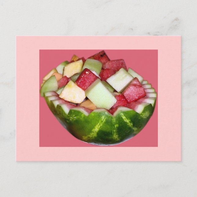 Bright Frukt Salad Watermelon i Rosa Vykort (Framsida)