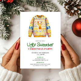 Bright Funny Ugly Sweater Xmas Party Invite Inbjudningar
