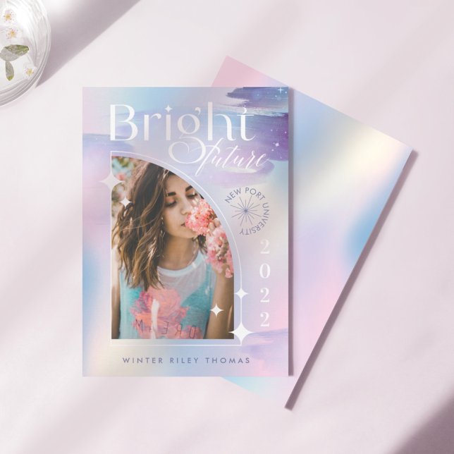 Bright Future Starry Iridescent Pastel Grad Photo Inbjudningar (Skapare uppladdad)