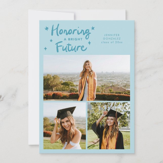 Bright Future Stars Multi Photo Turquoise Grad Meddelande (Framsida)
