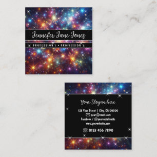 Bright Galaxy Nebula Glitter Sparkling Stars Fyrkantigt Visitkort