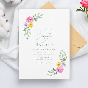 Bright Garden Blommigt Ampersand Allt i ett Bröllo Inbjudningar