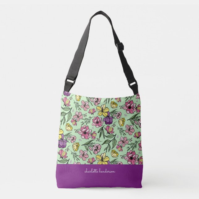 Bright Garden Flower Tote Axelväska (Framsida)