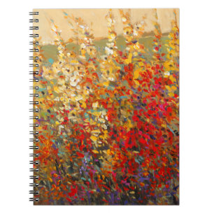 Bright Garden Mural of Vår Wildblommor Anteckningsbok Med Spiral