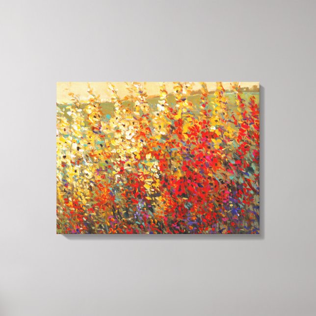 Bright Garden Mural of Vår Wildblommor Canvastryck (Framsida)