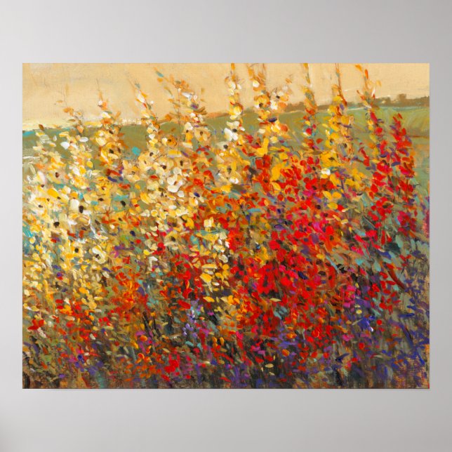 Bright Garden Mural of Vår Wildblommor Poster (Framsidan)