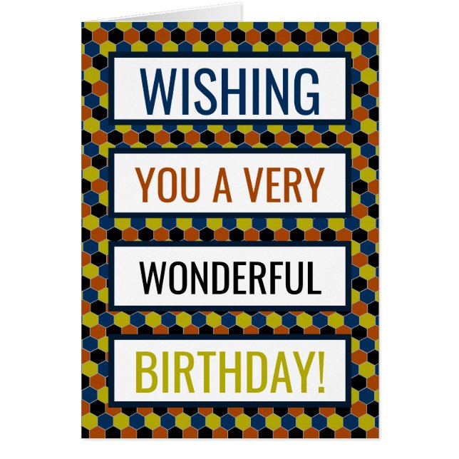 Bright Geometric Mönster, födelsedag Hälsningskort (Framsidan)