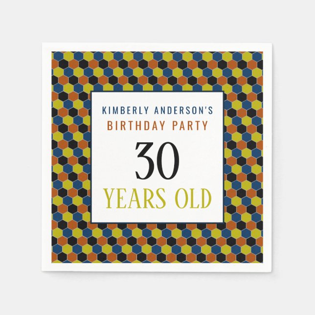 Bright Geometric Mönster, modern Födelsedagsfest Pappersservett (Framsidan)