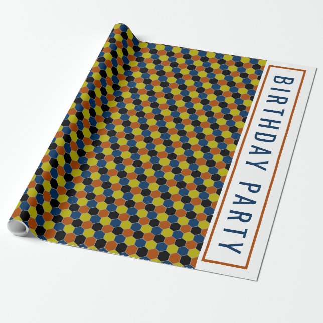 Bright Geometric Mönster, modern Födelsedagsfest Presentpapper (Utrullad)
