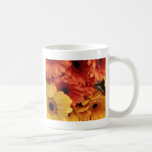 Bright Gerbera Flowers, Orange Gult, Flora Kaffemugg
