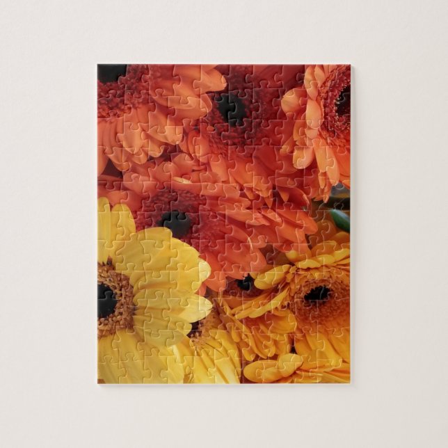 Bright Gerbera Flowers, Orange Gult, Flora Pussel (Vertikal)