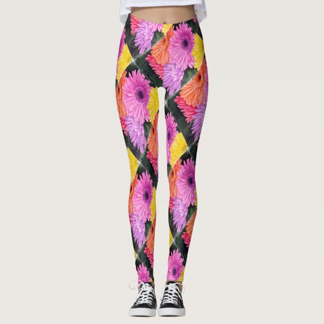 BRIGHT GERBERS | BLOMMIGT LEGGINGS (Framsida)