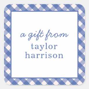 Bright Gingham Personlig Gift Stickers Fyrkantigt Klistermärke