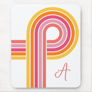Bright Girly Curved Rand Mönster med Monogram Musmatta