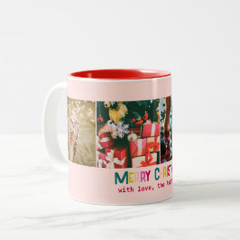 Bright & Glatt God jul 4 Foto Rosa Två-Tonad Mugg
