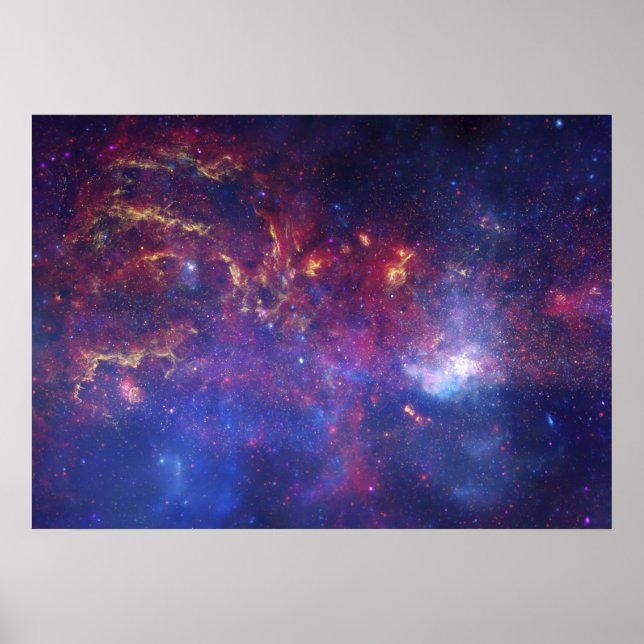 Bright Glowing Galaxy i Rymden Poster (Framsidan)
