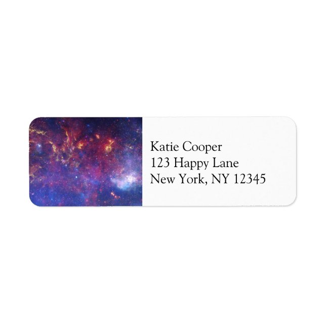 Bright Glowing Galaxy i Rymden Returadress Etikett (Framsidan)