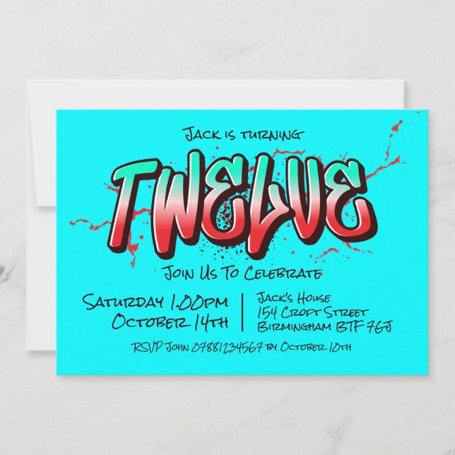 Bright Graffiti tolv-inbjudan Inbjudningar (Framsida)