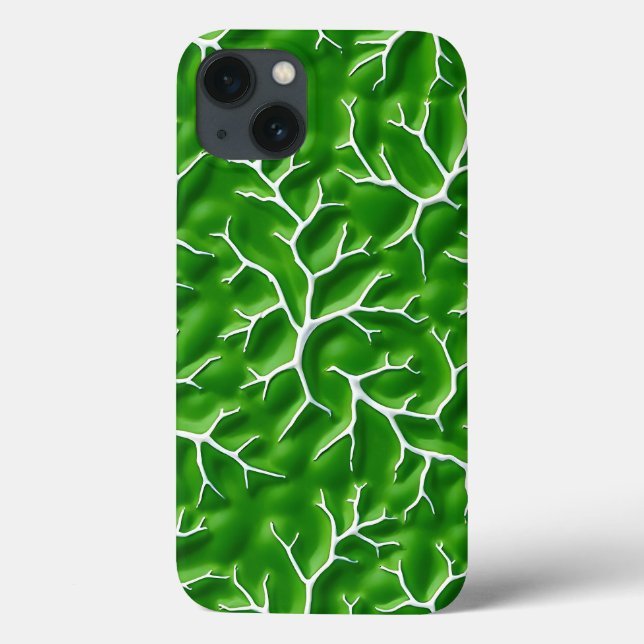Bright Green iPhone Case with Vein Pattern (Baksida)