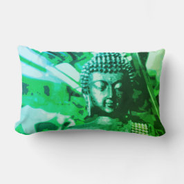 Bright Green Ombre Buddha Meditation Zen Lumbarkudde