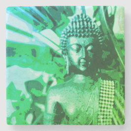 Bright Green Ombre Buddha Meditation Zen Stenunderlägg