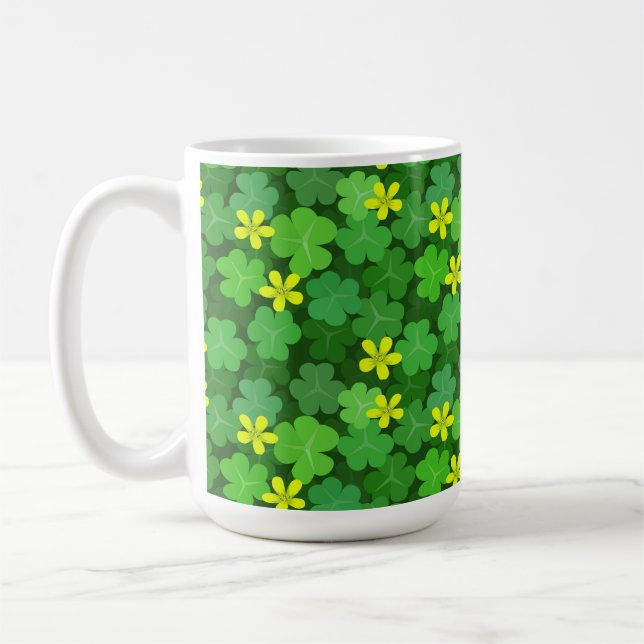 Bright Green Shamrock Coffee Mug Kaffemugg (Vänster)