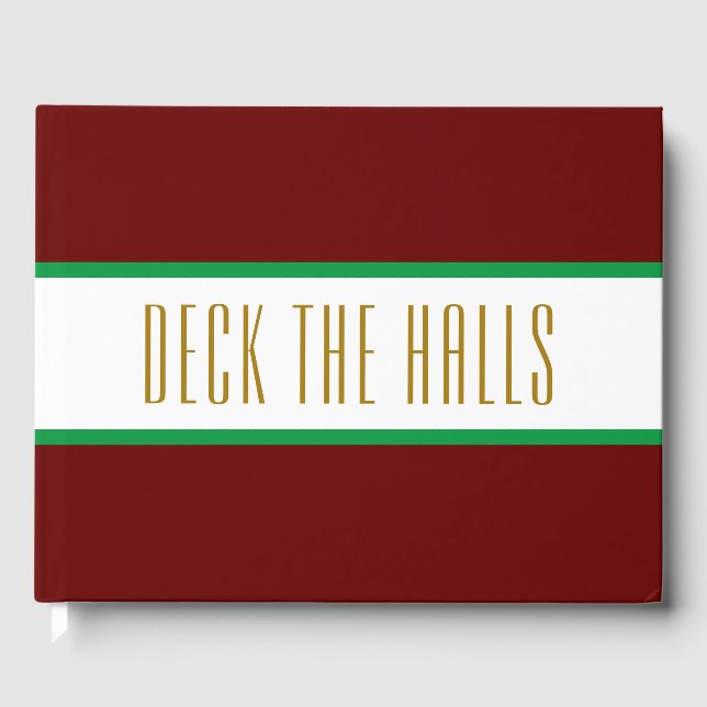 Bright Grönt Burgundy White Rand DEKK HALLERNA Gästböcker (Framsida)