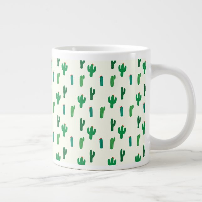 Bright Grönt Cactus Mönster Jumbo Mugg (Höger)