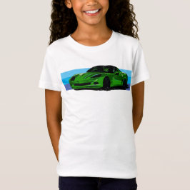 Bright Grönt Corvette C6 med Blue Rand T Shirt