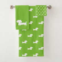 Bright Grönt Dachshund Bath 3- biet Towel Set