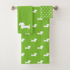 Bright Grönt Dachshund Bath 3- biet Towel Set