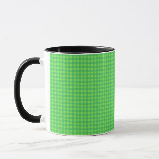 Bright Grönt Gingham Check Coffee Mugg (Vänster)
