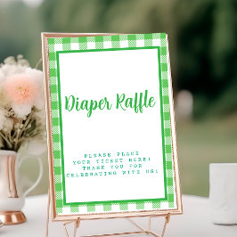 Bright Grönt Gingham Diaper Raffle Bordsnummer
