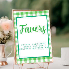 Bright Grönt Gingham Favors Bordsnummer